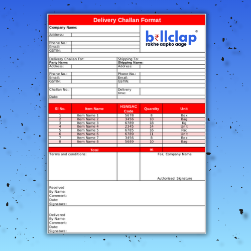 Delivery Challan Format