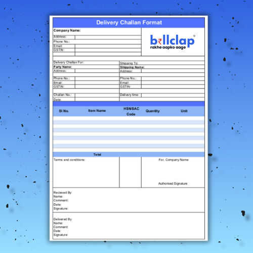 Delivery Challan Format